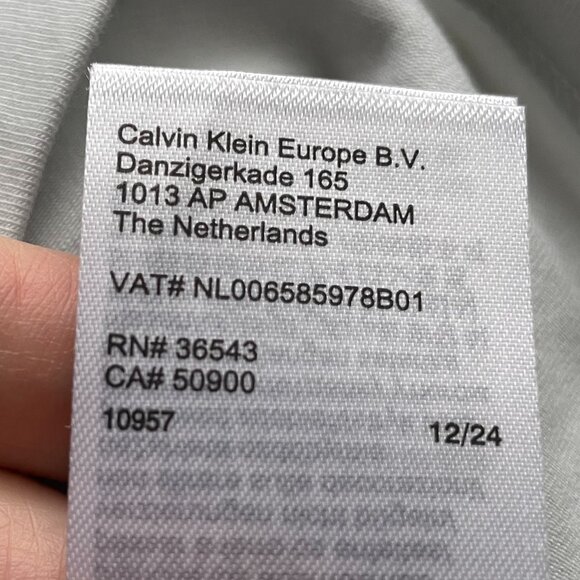 Calvin Klein Jeans SS Collared V Neck Cotton Modal Top Soft Neutral Grey Sz S - Picture 13 of 14